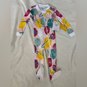 Burt's Bees Baby Planet Print Footie PJ in Pink, Yellow, Green size 18m